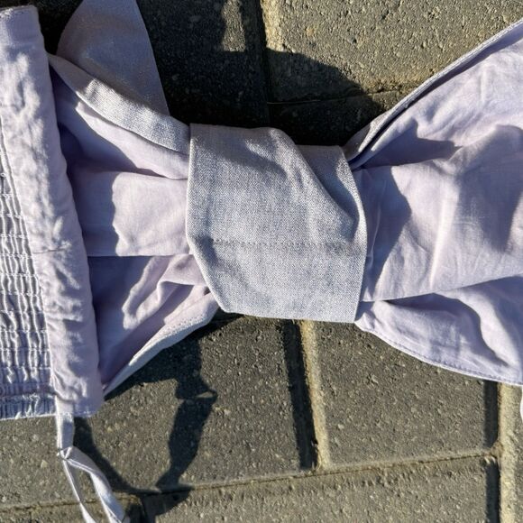 Jason WU crop Top Womens Lavender Purple Linen Tie Front Smocked Back NWOT LARGE - Picture 6 of 9